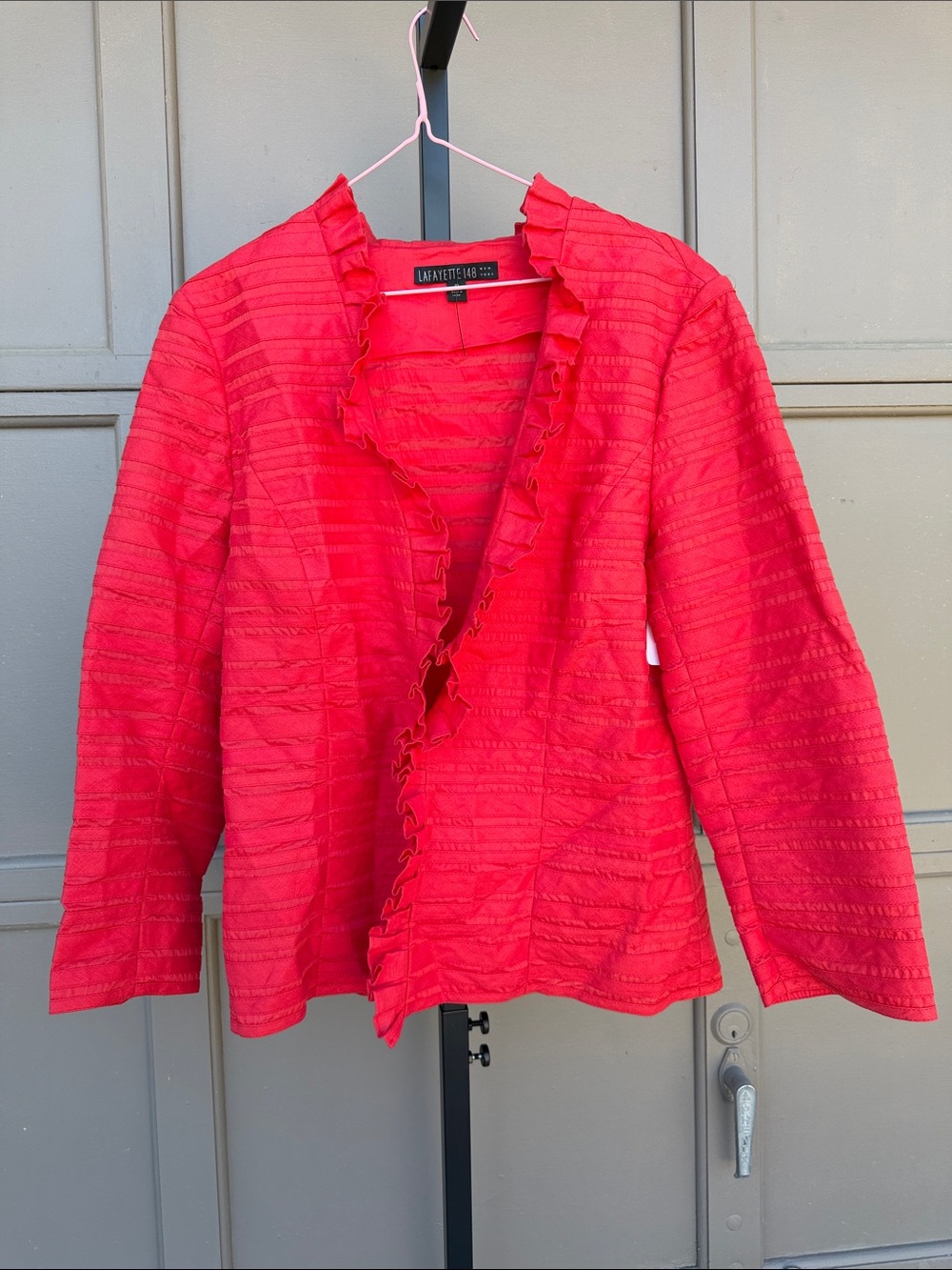 Lafayette 148 New York Red Ruffle-Trim Blazer